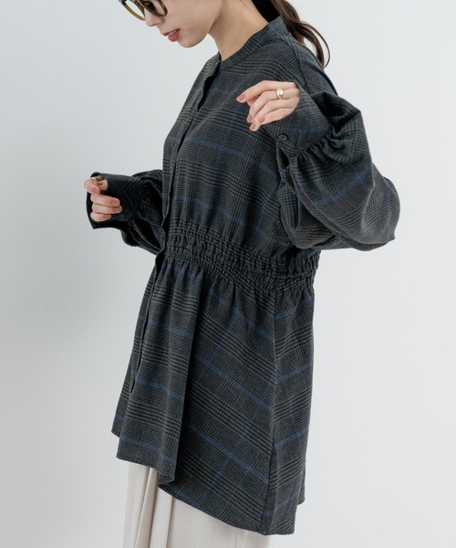 refinedworks（リファインドワークス）の「【refinedworks】季節感たっぷりの 起毛素材 × チェック柄ブラウス（シャツ/ブラウス・レディース・グレー/ブラック/アイボリー・FREE）」の15枚目の写真