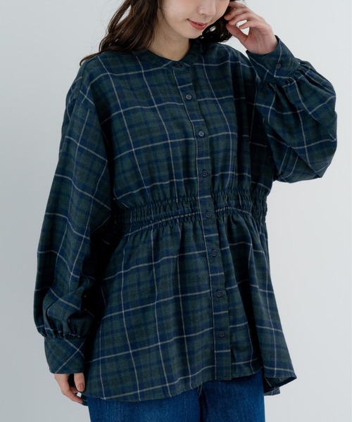 refinedworks（リファインドワークス）の「【refinedworks】季節感たっぷりの 起毛素材 × チェック柄ブラウス（シャツ/ブラウス・レディース・グレー/ブラック/アイボリー・FREE）」の4枚目の写真