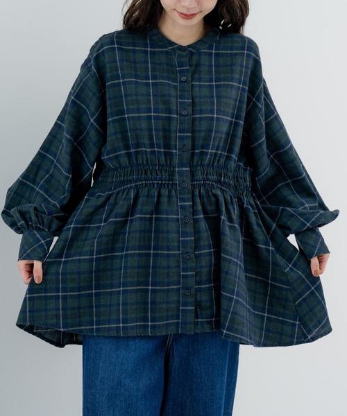 refinedworks（リファインドワークス）の「【refinedworks】季節感たっぷりの 起毛素材 × チェック柄ブラウス（シャツ/ブラウス・レディース・グレー/ブラック/アイボリー・FREE）」の6枚目の写真