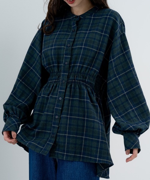 refinedworks（リファインドワークス）の「【refinedworks】季節感たっぷりの 起毛素材 × チェック柄ブラウス（シャツ/ブラウス・レディース・グレー/ブラック/アイボリー・FREE）」の7枚目の写真