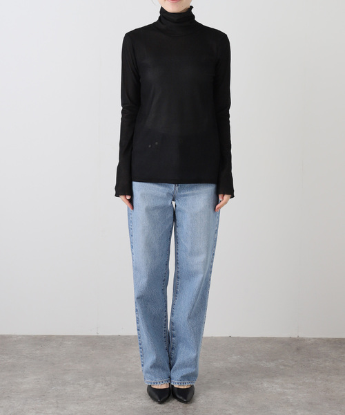 La TOTALITE(ラトータリテ)の「【洗える】フロックチュールスタンドプルオーバー(Tシャツ/カットソー・レディース・ブラック/ブラウン/サックスブルー・FREE)」の4枚目の写真