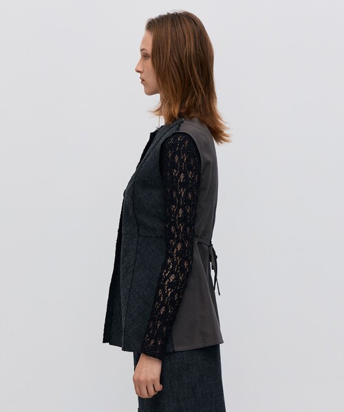 BACCA(バッカ)の「ヘリンボーンツイード カットオフコンビベスト(ベスト・レディース・ブラック系その他・36)」の7枚目の写真