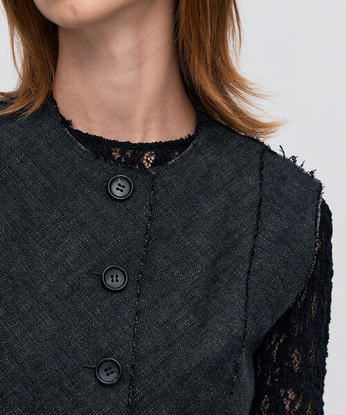 BACCA(バッカ)の「ヘリンボーンツイード カットオフコンビベスト(ベスト・レディース・ブラック系その他・36)」の10枚目の写真