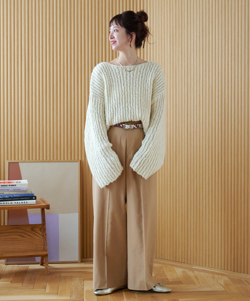 B.C STOCK（ベーセーストック）の「【ZOZO限定】手洗い可 / NEWワイドスラックス（スラックス・レディース・ブラウン/ブラック/サックスブルー・FREE）」の5枚目の写真