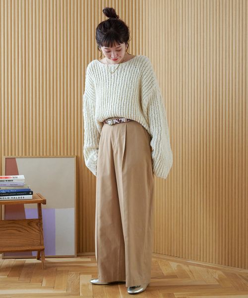 B.C STOCK（ベーセーストック）の「【ZOZO限定】手洗い可 / NEWワイドスラックス（スラックス・レディース・ブラウン/ブラック/サックスブルー・FREE）」の4枚目の写真