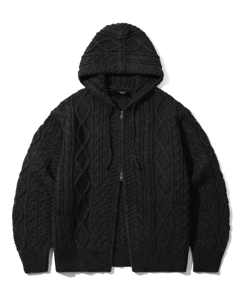 Woshibble aran keebl folded zip up knit (пьюаблек) — вязаная куртка‑кардиган (пудровый)
