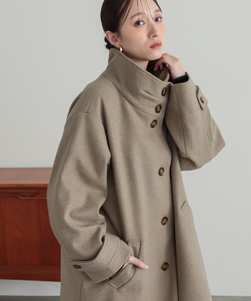 n'OrLABEL（ノアールレーベル）の「『タックスタンドカラーミドルコート』（その他アウター・レディース・ベージュ/チャコール・FREE）」の19枚目の写真