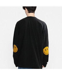 [UNISEX]エルボドットスマイルロングスリーブ_ブラック
