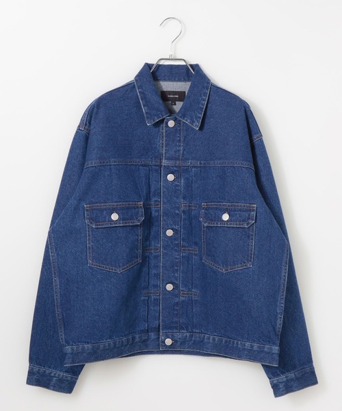 GLOBAL WORK（グローバルワーク）の「デニム/トラッカージャケット/622451（デニムジャケット・メンズ・インディゴブルー/ブラック・SMALL/MEDIUM/LARGE）」の4枚目の写真