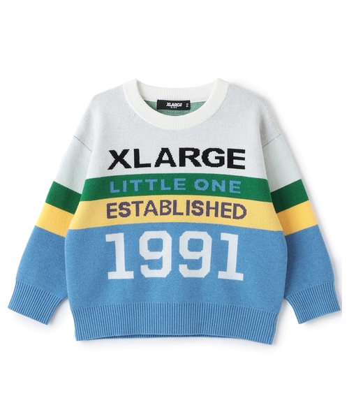 XLARGE KIDS（エクストララージキッズ）の「カラーブロックニットプルオーバー（ニット/セーター・キッズ・ブルー/ブラック・110cm/140cm/130cm/120cm/100cm/90cm）」の2枚目の写真