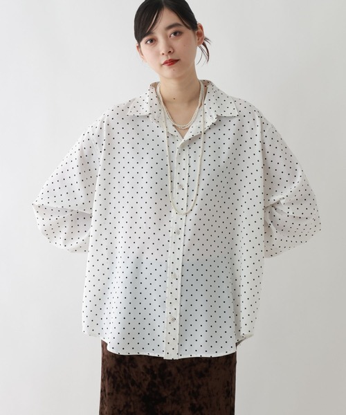 RAGEBLUE(レイジブルー)の「ドット柄/ルーズシルエットシャツ(シャツ/ブラウス・レディース・ブラック/ホワイト・FREE)」の5枚目の写真