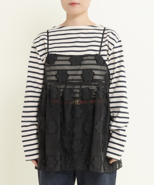 Dot＆Stripes CHILD WOMAN（ドットアンドストライプス　チャイルドウーマン）の「シアーフラワーカットジャカード キャミブラウス(セットアップ対応)（シャツ/ブラウス・レディース・ブラック・FREE）」の18枚目の写真