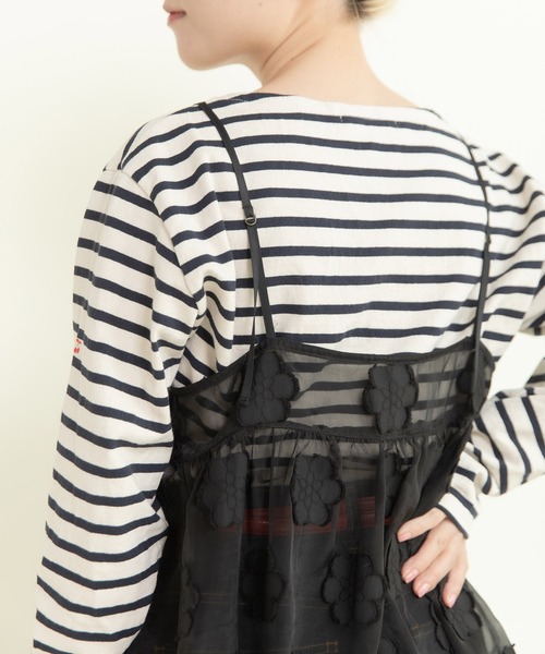 Dot＆Stripes CHILD WOMAN（ドットアンドストライプス　チャイルドウーマン）の「シアーフラワーカットジャカード キャミブラウス(セットアップ対応)（シャツ/ブラウス・レディース・ブラック・FREE）」の6枚目の写真