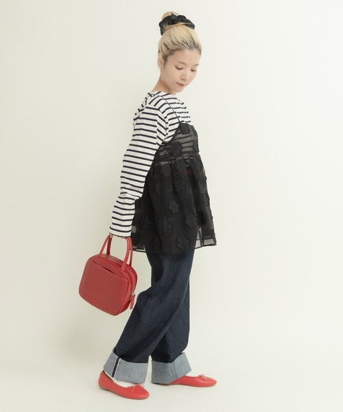 Dot＆Stripes CHILD WOMAN（ドットアンドストライプス　チャイルドウーマン）の「シアーフラワーカットジャカード キャミブラウス(セットアップ対応)（シャツ/ブラウス・レディース・ブラック・FREE）」の9枚目の写真
