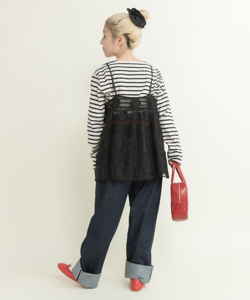 Dot＆Stripes CHILD WOMAN（ドットアンドストライプス　チャイルドウーマン）の「シアーフラワーカットジャカード キャミブラウス(セットアップ対応)（シャツ/ブラウス・レディース・ブラック・FREE）」の10枚目の写真