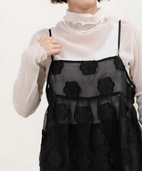 Dot＆Stripes CHILD WOMAN（ドットアンドストライプス　チャイルドウーマン）の「シアーフラワーカットジャカード キャミブラウス(セットアップ対応)（シャツ/ブラウス・レディース・ブラック・FREE）」の12枚目の写真