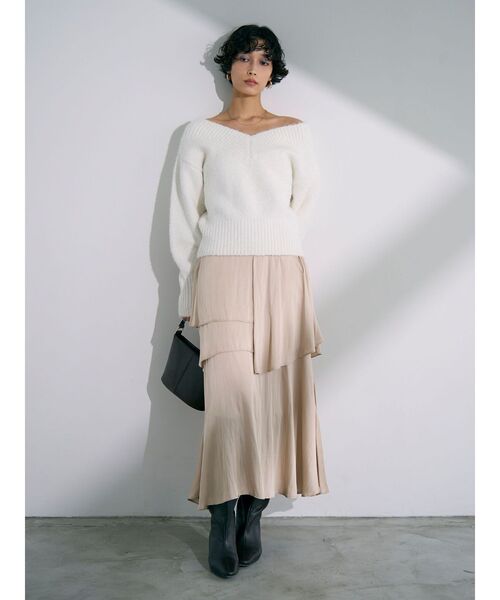 LAGUNAMOON（ラグナムーン）の「ヘムスリットティアードスカート（スカート・レディース・ベージュ/ダークブラウン・SMALL/MEDIUM）」の7枚目の写真