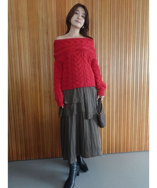 LAGUNAMOON（ラグナムーン）の「ヘムスリットティアードスカート（スカート・レディース・ベージュ/ダークブラウン・SMALL/MEDIUM）」の16枚目の写真