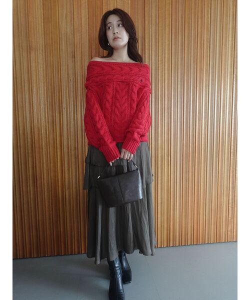 LAGUNAMOON（ラグナムーン）の「ヘムスリットティアードスカート（スカート・レディース・ベージュ/ダークブラウン・SMALL/MEDIUM）」の17枚目の写真