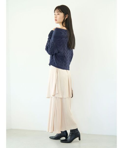 LAGUNAMOON（ラグナムーン）の「ヘムスリットティアードスカート（スカート・レディース・ベージュ/ダークブラウン・SMALL/MEDIUM）」の22枚目の写真