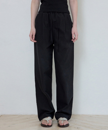 W/リネンライクシンボルディープワンタックパンツ_BLACK(W25-PT11)
