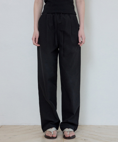WEDNESDAYOASISFORWOMEN(ウェンズデー オアシス フォー ウーマン)の「W/リネンライクシンボルディープワンタックパンツ_BLACK(W25-PT11)(その他パンツ・レディース・ブラック・SMALL/MEDIUM)」の1枚目の写真