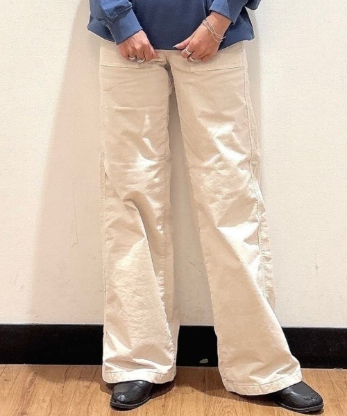 SOMETHING（サムシング）の「【SOMETHING】BODYPAREベイカーワイドパンツ (ワイドシルエット / 都会的デザイン / ワークスタイル)（その他パンツ・レディース・キナリ・XS/S/L/M）」の15枚目の写真