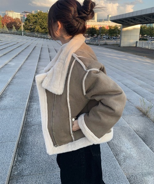 ストラップ付きスエード調ファームートンジャケット（その他アウター