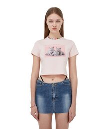 [i-ts21-006]スリーキャッツクロップTシャツ_ピンク