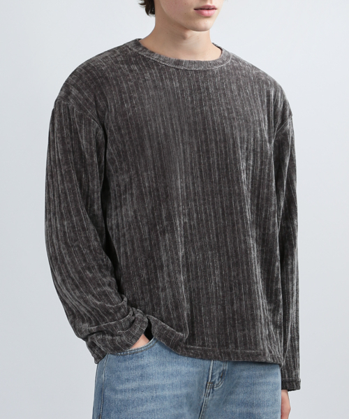 CROP VELOUR KNIT (GRAY)