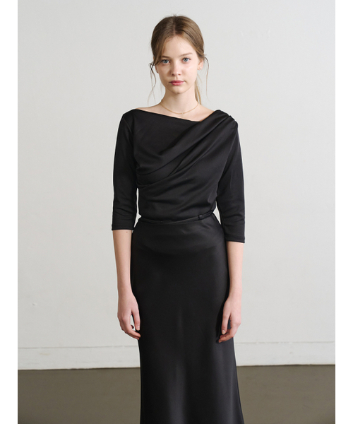 LAUTREDE MIN(ロートルドミン)の「Lautre draped Black T shirts(Tシャツ/カットソー・レディース・ブラック・FREE)」の2枚目の写真