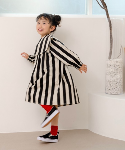 MAKE YOUR DAY（メイクユアデイ）の「ビッグカラーストライプワンピース■80～140cm（ワンピース・キッズ・イエロー/ブラック・90/100/120/130/140/80/110）」の7枚目の写真