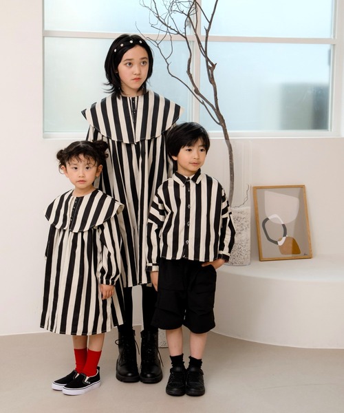 MAKE YOUR DAY（メイクユアデイ）の「ビッグカラーストライプワンピース■80～140cm（ワンピース・キッズ・イエロー/ブラック・90/100/120/130/140/80/110）」の9枚目の写真