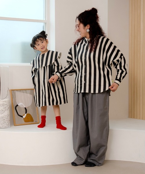 MAKE YOUR DAY（メイクユアデイ）の「ビッグカラーストライプワンピース■80～140cm（ワンピース・キッズ・イエロー/ブラック・90/100/120/130/140/80/110）」の11枚目の写真