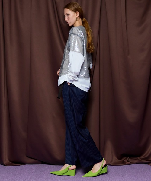 MAISON SPECIAL(メゾンスペシャル)の「Sheer sequins Over T-Shirt/シアースパンコールオーバーTシャツ(Tシャツ/カットソー・レディース・ライトグレー/ベージュ・FREE)」の4枚目の写真