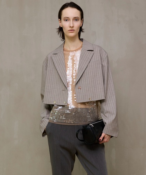 MAISON SPECIAL(メゾンスペシャル)の「Sheer sequins Over T-Shirt/シアースパンコールオーバーTシャツ(Tシャツ/カットソー・レディース・ライトグレー/ベージュ・FREE)」の11枚目の写真