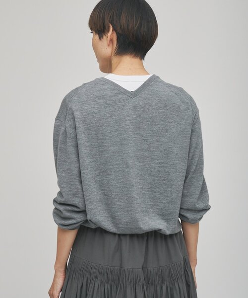 Whim Gazette（ウィムガゼット）の「【GEMINI】ハイゲージVネックニットプルオーバー（ニット/セーター・レディース・ライトベージュ/グレー/キャメル・FREE）」の8枚目の写真