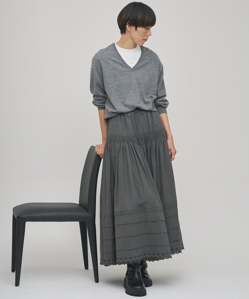 Whim Gazette（ウィムガゼット）の「【GEMINI】ハイゲージVネックニットプルオーバー（ニット/セーター・レディース・ライトベージュ/グレー/キャメル・FREE）」の4枚目の写真