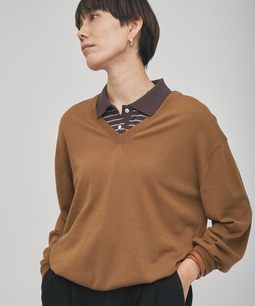 Whim Gazette（ウィムガゼット）の「【GEMINI】ハイゲージVネックニットプルオーバー（ニット/セーター・レディース・ライトベージュ/グレー/キャメル・FREE）」の15枚目の写真