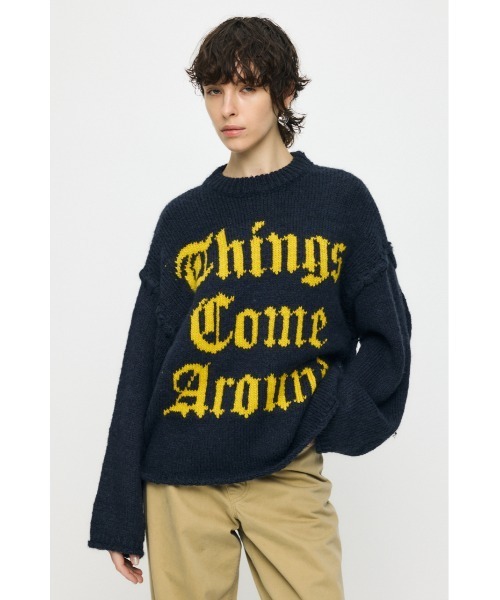 MOUSSY(マウジー)の「JACQUARD WORD セーター(ニット/セーター・レディース・アイボリー/ライトブルー/ライトブラック/ネイビー・FREE)」の4枚目の写真