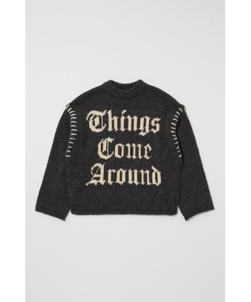 MOUSSY(マウジー)の「JACQUARD WORD セーター(ニット/セーター・レディース・アイボリー/ライトブルー/ライトブラック/ネイビー・FREE)」の2枚目の写真