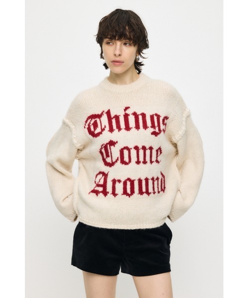 MOUSSY(マウジー)の「JACQUARD WORD セーター(ニット/セーター・レディース・アイボリー/ライトブルー/ライトブラック/ネイビー・FREE)」の1枚目の写真