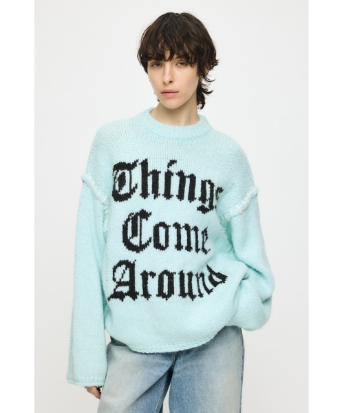 MOUSSY(マウジー)の「JACQUARD WORD セーター(ニット/セーター・レディース・アイボリー/ライトブルー/ライトブラック/ネイビー・FREE)」の3枚目の写真