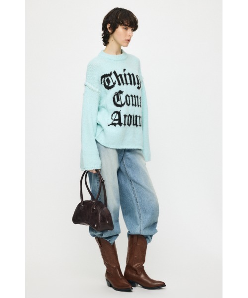 MOUSSY(マウジー)の「JACQUARD WORD セーター(ニット/セーター・レディース・アイボリー/ライトブルー/ライトブラック/ネイビー・FREE)」の5枚目の写真