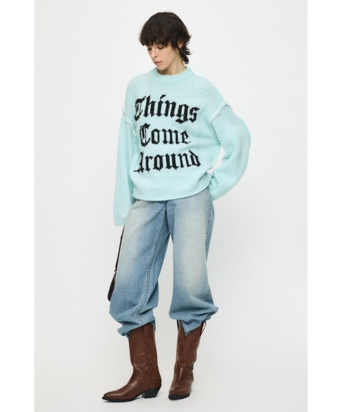 MOUSSY(マウジー)の「JACQUARD WORD セーター(ニット/セーター・レディース・アイボリー/ライトブルー/ライトブラック/ネイビー・FREE)」の6枚目の写真