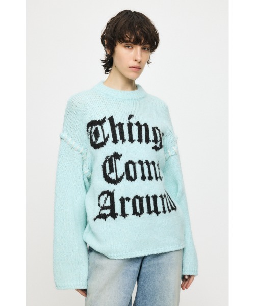 MOUSSY(マウジー)の「JACQUARD WORD セーター(ニット/セーター・レディース・アイボリー/ライトブルー/ライトブラック/ネイビー・FREE)」の7枚目の写真