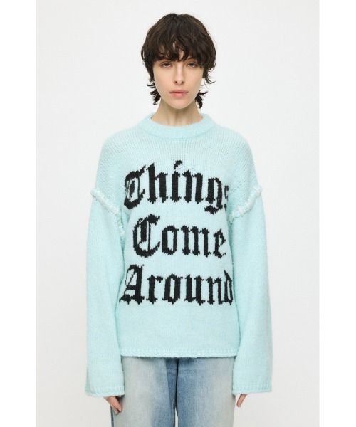 MOUSSY(マウジー)の「JACQUARD WORD セーター(ニット/セーター・レディース・アイボリー/ライトブルー/ライトブラック/ネイビー・FREE)」の8枚目の写真