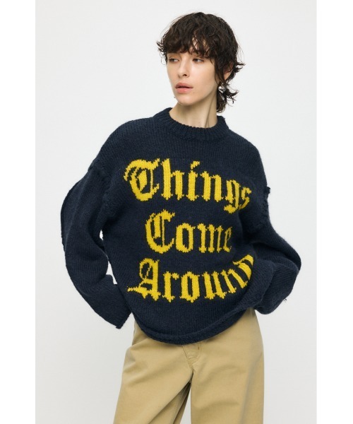 MOUSSY(マウジー)の「JACQUARD WORD セーター(ニット/セーター・レディース・アイボリー/ライトブルー/ライトブラック/ネイビー・FREE)」の21枚目の写真
