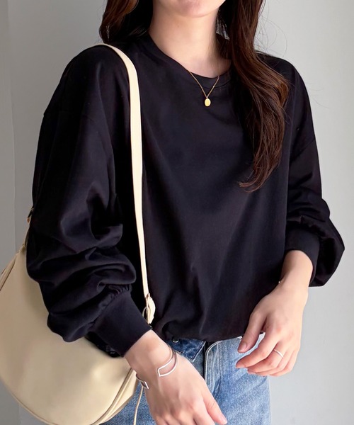 RANAN（ラナン）の「多機能ベーシックオーバーサイズ長袖Tシャツ（Tシャツ/カットソー・レディース・グレー/ブルー/ブラック/ホワイト/ピンク・L/LL/M）」の3枚目の写真