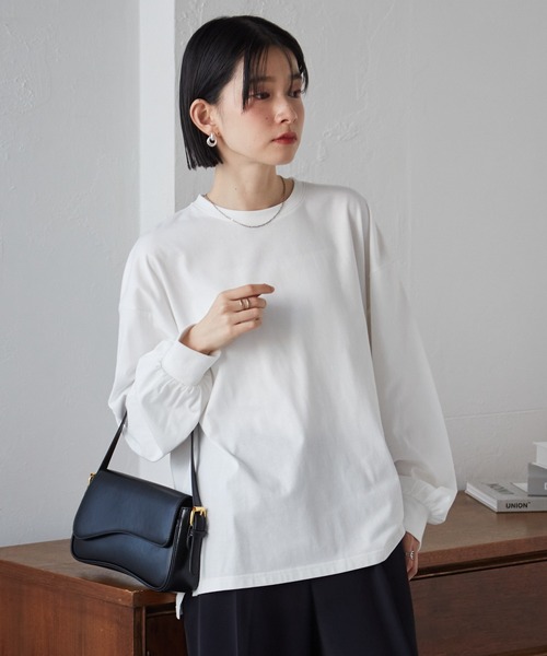 RANAN（ラナン）の「多機能ベーシックオーバーサイズ長袖Tシャツ（Tシャツ/カットソー・レディース・グレー/ブルー/ブラック/ホワイト/ピンク・L/LL/M）」の6枚目の写真